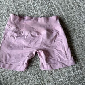 DFYNW Women’s High-Waist Pink Ribbed Stretch Shorts